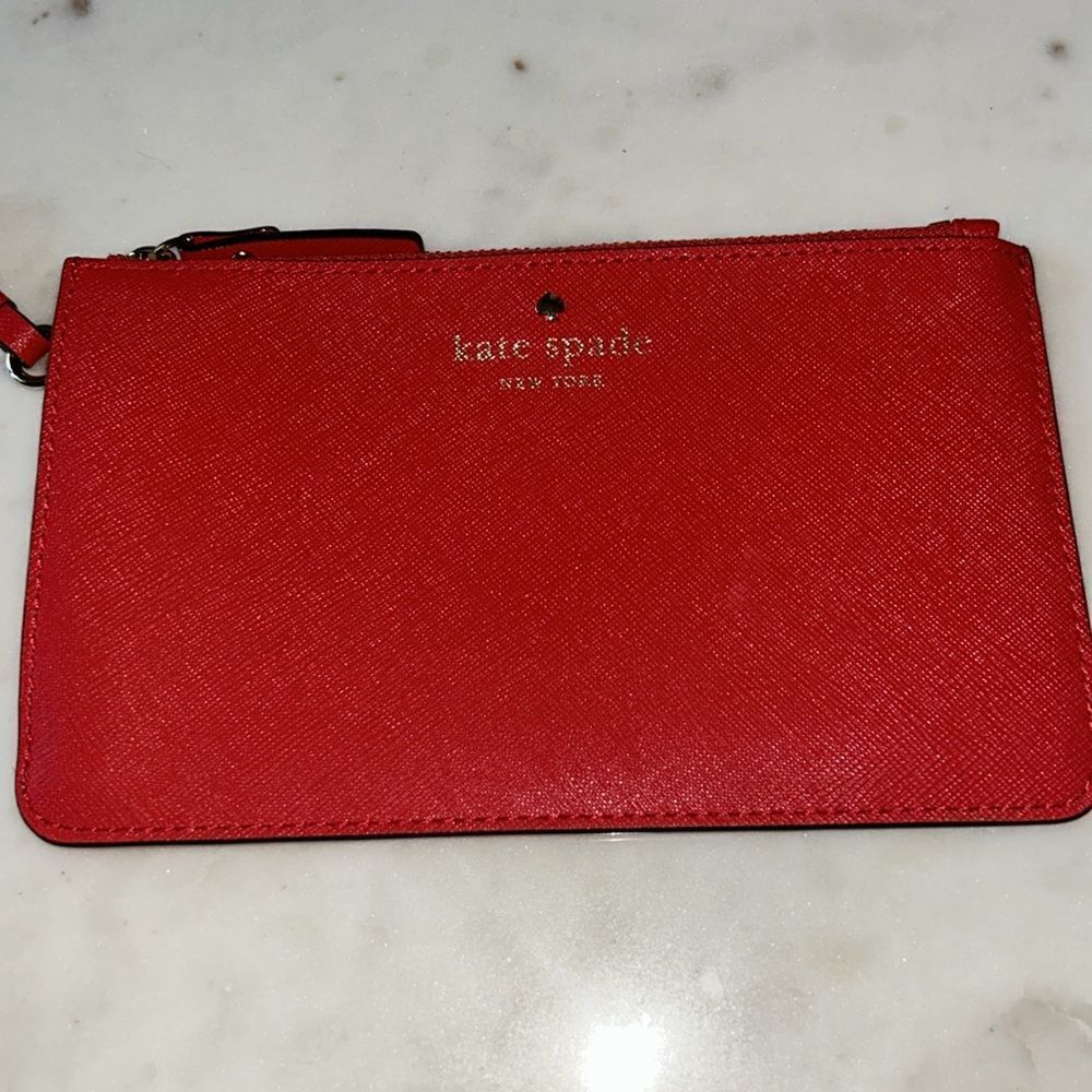 Kate‎ Spade red leather wristlet wallet